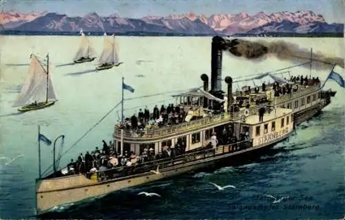 Ak Salondampfer Starnberg auf dem Starnberger See