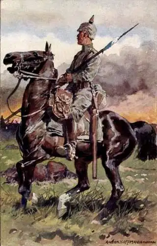 Künstler Ak Hoffmann, Anton, Soldat auf dem Schlachtfeld, freiwillige Krankenpflege im Kriege