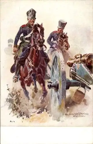 Künstler Ak Hoffmann, Anton, Preußische reitende Artillerie 1813, 100Jahrfeier Beurlaubtenstand 1913