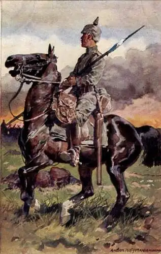 Künstler Ak Hoffmann, Anton, Soldat auf dem Schlachtfeld, freiwillige Krankenpflege im Kriege