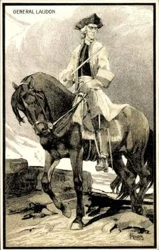Künstler Ak Österreichischer Feldherr Gideon Ernst von Laudon, Ges. vom österr. Silbernen Kreuze
