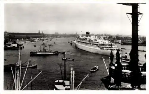 Ak Amsterdam Nordholland Niederlande, Op het IJ, Dampfer