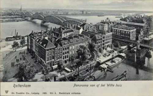 Ak Rotterdam Südholland, Panorama, Witte huis, Brücke