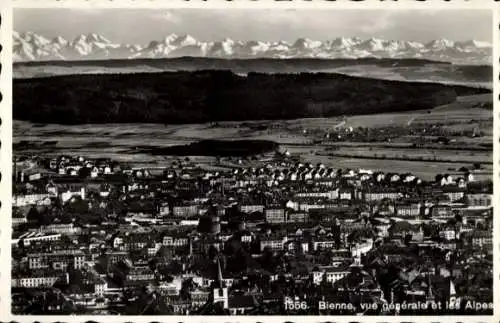 Ak Biel Bienne Kt. Bern, Gesamtansicht, Alpen