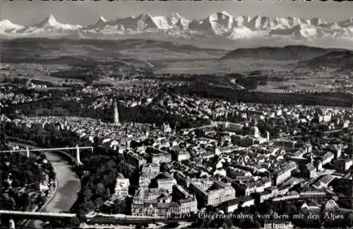 Ak Bern Stadt Schweiz, Fliegeraufnahme, Alpen