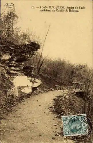 Ak Han sur Lesse Wallonien Namur, Faule Trail, der zum Gouffre de Belvaux führt