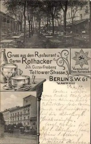 Ak Berlin Kreuzberg, Restaurant Rothacker, Teltower Straße 3