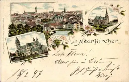 Litho Neunkirchen, Evang. Kirche, Kath. Kirche