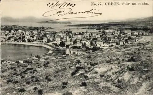 Ak Piräus Griechenland, Ansicht vom Hafen