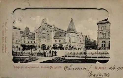 Passepartout Ak Budapest Ungarn, Markthalle