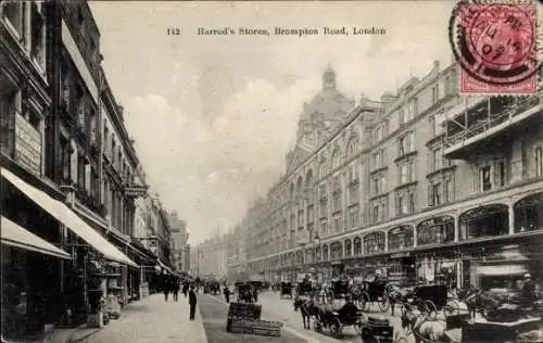 Ak London City England, Harrod-Geschäfte, Brompton Road