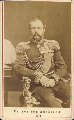 CdV Zar Alexander II, Kaiser von Russland, Portrait in Uniform um 1860