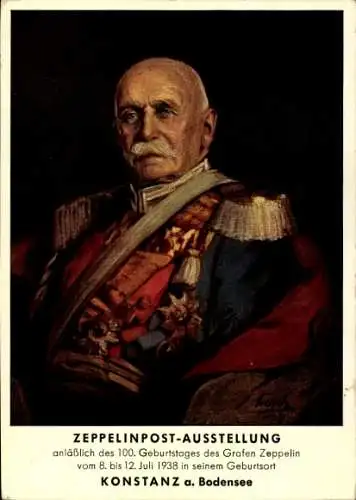 Künstler Ak Emerich, Graf von Zeppelin, Portrait als General der Kavallerie, Uniform
