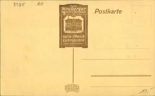 Ak Bayreuth in Oberfranken, Geschäftshaus Firma Julius Heuberger, Optik, Physik, Elektrotechnik