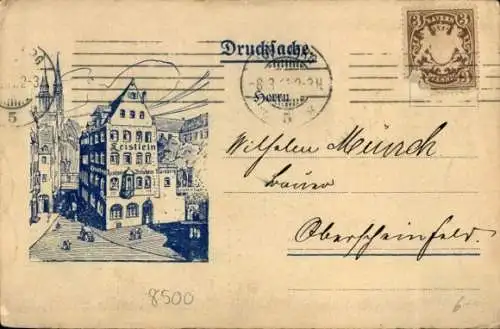 Litho Nürnberg in Mittelfranken, Wein-, Bier- und Speisehaus Zum Leistlein, Karlstraße No. 14