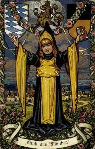 Wappen Künstler Ak München Bayern, Münchner Kindl