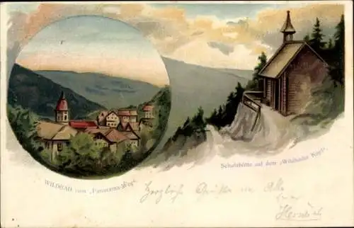 Litho Bad Wildbad im Schwarzwald, Schutzhütte auf dem Wildbader Kopf