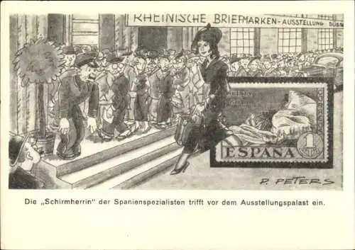 Ganzsachen Künstler Ak Peters, P., Düsseldorf am Rhein,Briefmarkenausstellung Juni 1936,Schirmherrin