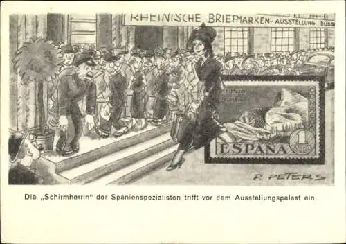 Ganzsachen Künstler Ak Peters, P., Düsseldorf am Rhein,Briefmarkenausstellung Juni 1936,Schirmherrin