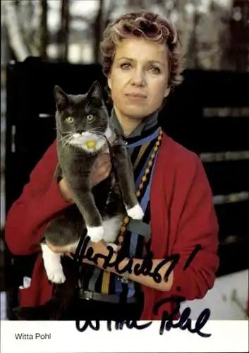 Ak Schauspielerin Witta Pohl, Portrait, Autogramm, Katze