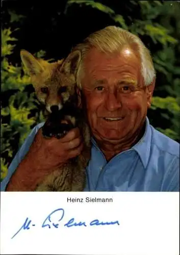 Ak Schauspieler Heinz Sielmann, Portrait mit Fuchs, Autogramm