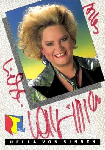 Ak Schauspielerin Hella von Sinnen, Portrait, Autogramm
