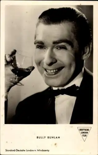 Ak Schauspieler Bully Buhlan, Film Das singende Hotel, Portrait, Glas