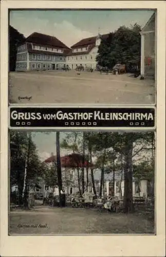 Ak Kleinschirma Oberschöna im Landkreis Mittelsachsen, Gasthof, Garten, Saal