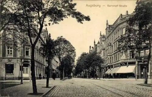 Ak Augsburg in Schwaben, Bahnhofstraße