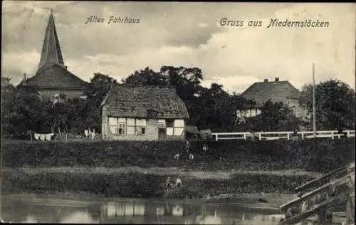 Ak Niedernstöcken Neustadt am Rübenberge, Altes Fährhaus, Kirche