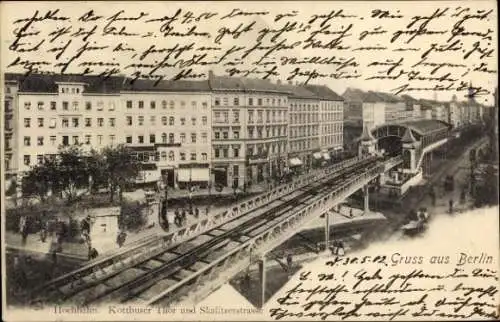 Ak Berlin Kreuzberg, Hochbahn, Kottbuser Tor, Skalitzerstraße