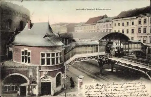 Ak Berlin Friedrichshain Kreuzberg, Hochbahn-Bahnhof Prinzenstraße
