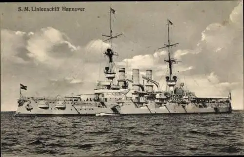 Ak Deutsches Kriegsschiff, SMS Hannover, Linienschiff, Kaiserliche Marine, GLK