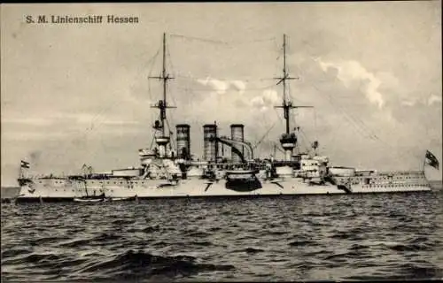 Ak Deutsches Kriegsschiff, SMS Hessen, Linienschiff, Kaiserliche Marine, GLK