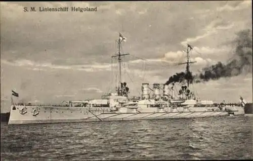 Ak Deutsches Kriegsschiff, SMS Helgoland, Linienschiff, Kaiserliche Marine, GLK