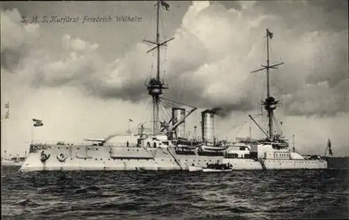 Ak Deutsches Kriegsschiff, SMS Kurfürst Friedrich Wilhelm, Kaiserliche Marine, GLK