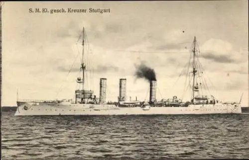 Ak Deutsches Kriegsschiff, SMS Stuttgart, Kleiner geschützter Kreuzer, Kaiserliche Marine, GLK