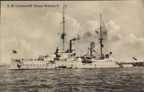 Ak Deutsches Kriegsschiff, SMS Kaiser Wilhelm II., Linienschiff, Kaiserliche Marine, GLK