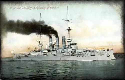 Ak Deutsches Kriegsschiff, SMS Schleswig Holstein, Linienschiff, Kaiserliche Marine, GLK