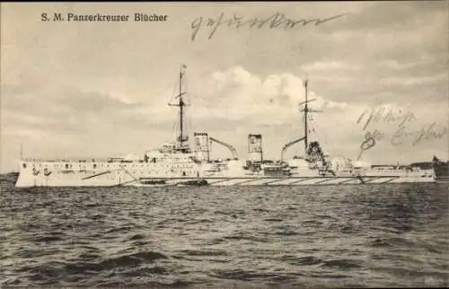 Ak Deutsches Kriegsschiff, SMS Blücher, Panzerkreuzer, Kaiserliche Marine, GLK