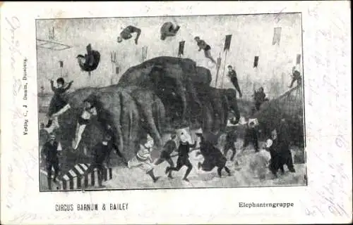 Ak Circus Barnum & Bailey, Elefantengruppe