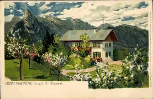 Künstler Litho Diemer, Zeno, Oberammergau in Oberbayern, Villa St. Gregor, Gebirge