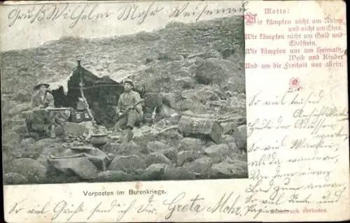 Ak Vorposten im Burenkrieg, Wir kämpfen nicht um Ruhm und nicht um Ehre