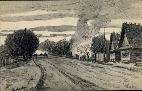 Künstler Ak Horbocha, Ortsansicht, I WK