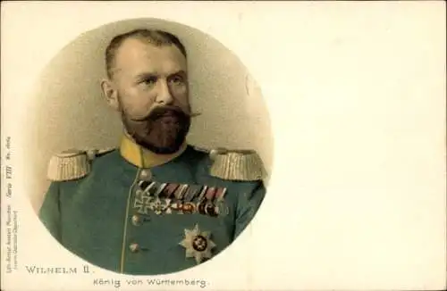 Ak König Wilhelm II. von Württemberg, Portrait in Uniform