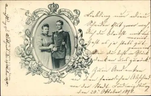 Ak Pauline von Württemberg und Friedrich zu Wied