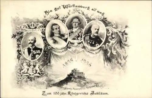 Ak Rotenberg Stuttgart, Burg Wirtemberg, Württembergisches Ahnenschloss, Wilhelm II, Friedrich I