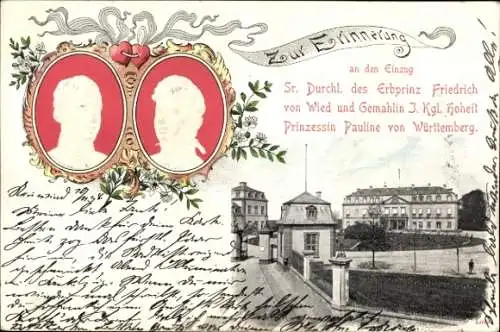 Präge Ak Erbprinz Friedrich von Wied, Prinzessin Paulin von Württemberg