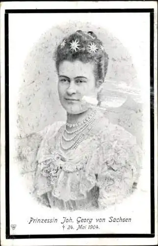 Ak Prinzessin Johann Georg von Sachsen, Maria Isabella von Württemberg, Trauerkarte zum Tod 1904