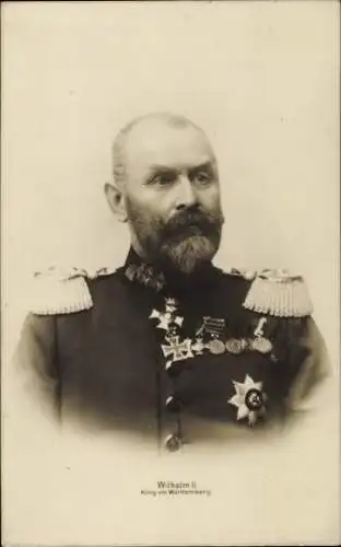 Ak König Wilhelm II von Württemberg, Portrait, Uniform, Orden